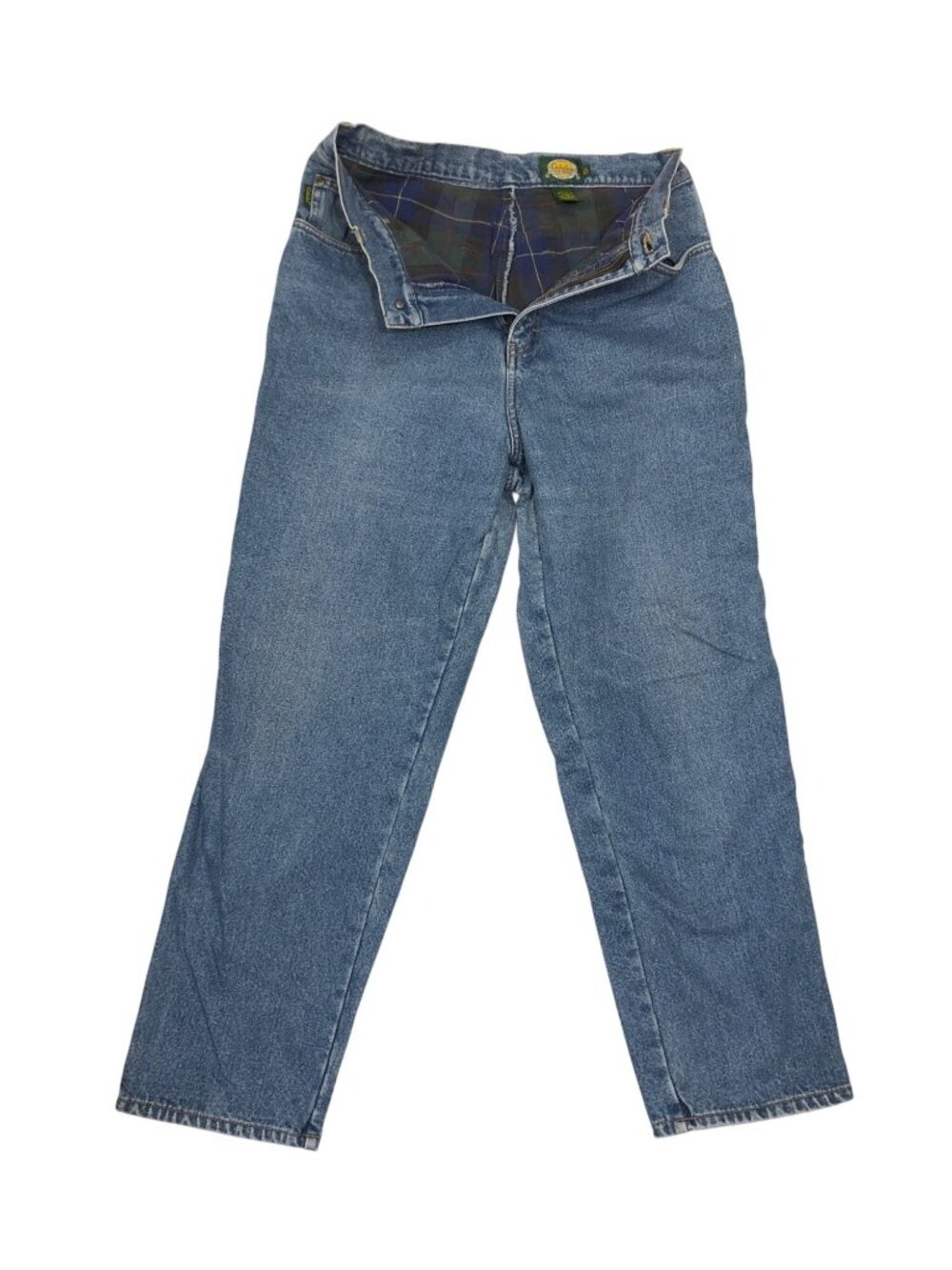 Cabelas Jeans Flannel-Lined Straight-Leg Denim Womens 14 High Waist 100% Cotton